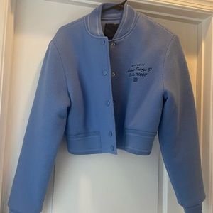 GIVENCHY BLUE CROPPED VARSITY JACKET LETTERMAN